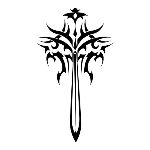 Back sword tatto, represents power, warrior's sword, with a dragon face on the circle of the swords handle Design by RadeM