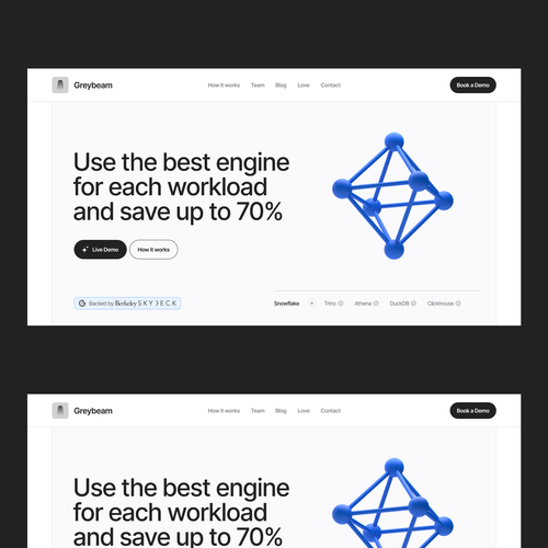 Landing page for data infrastructure startup Design by Rostyslav Pavliukh™