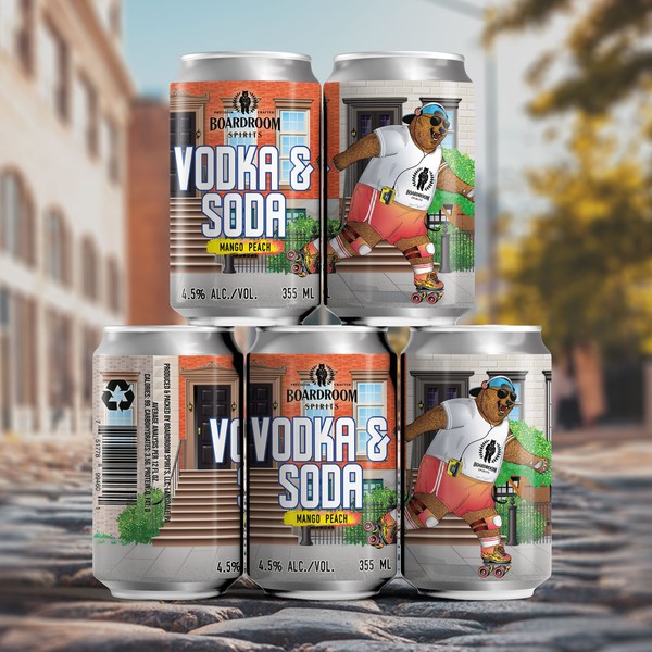 Label design for Vodka & Soda, Mango Peach