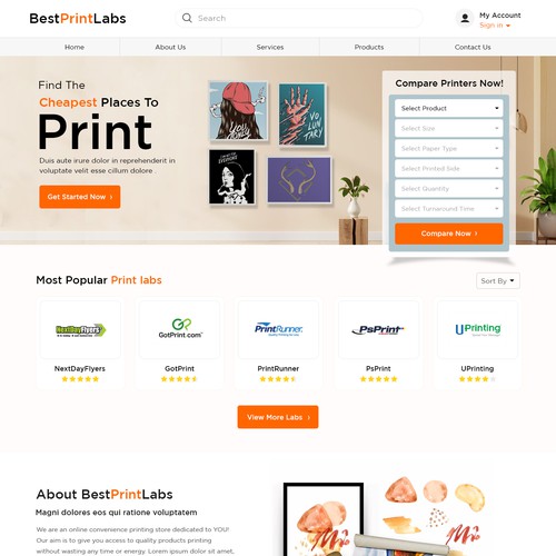 Design Print comparison website Design by Adventix