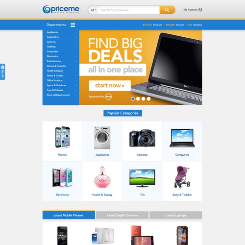 New homepage for popular Price Comparison site Design by Gerardo Betancourt