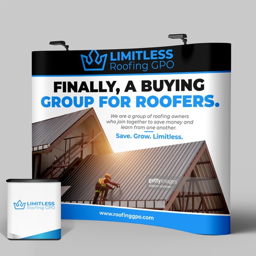 Design a tradeshow backdrop for roofing buying group Design by icon89GraPhicDeSign