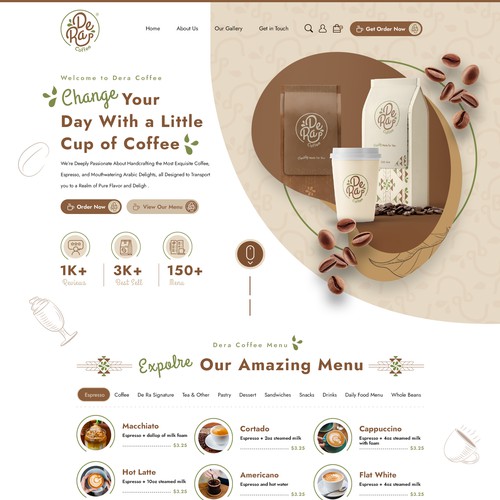 Designs | Dera CoffeeShop | Web page design contest