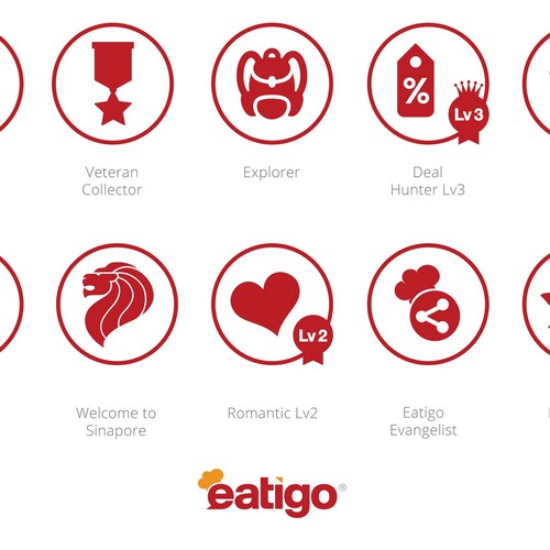 Design 10 badges/icons for eatigo & win full badge 1-on-1 project!! Design by Hardworx Design