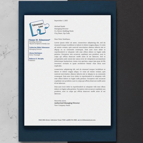 Striking New Modern Letterhead Needed for Law Firm Revival Design by Sawama