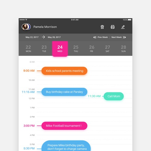 iPad Weekly Planner UX/UI Design by boomBox