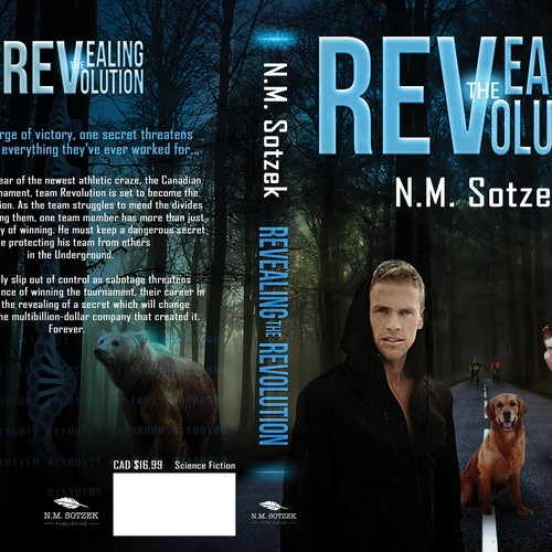 Design an awesome cover for Science/sports-fiction novel 'Revealing the Revolution' Design by : Elementi.studio