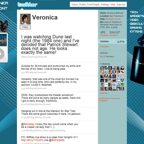 Twitter Background for Veronica Belmont Design by BigE