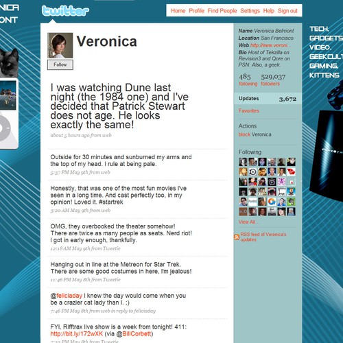 Twitter Background for Veronica Belmont Design von BigE