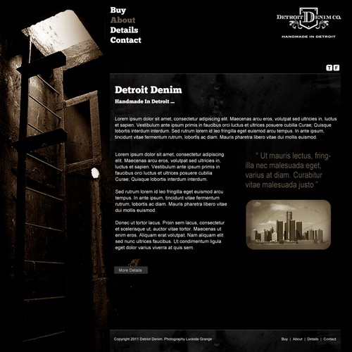 Detroit Denim Co., needs a new website design Réalisé par vic_bell