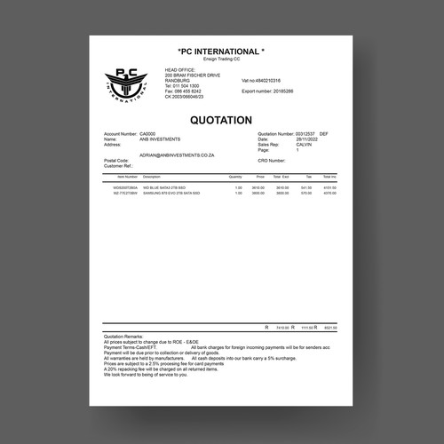 Given logo to be added to quotation to enhance brand appeal Design by Amitspro™