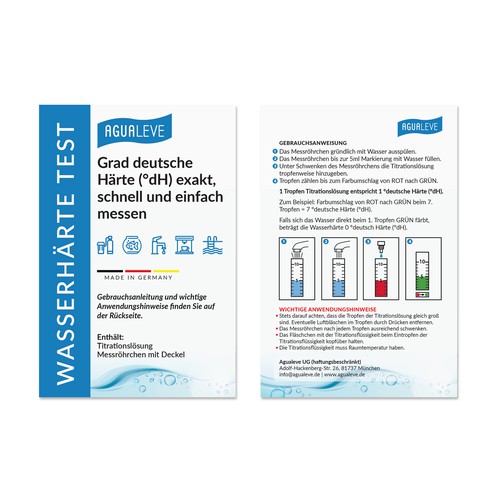 Design a label card for a water hardness testing kit Design by DesignSBS