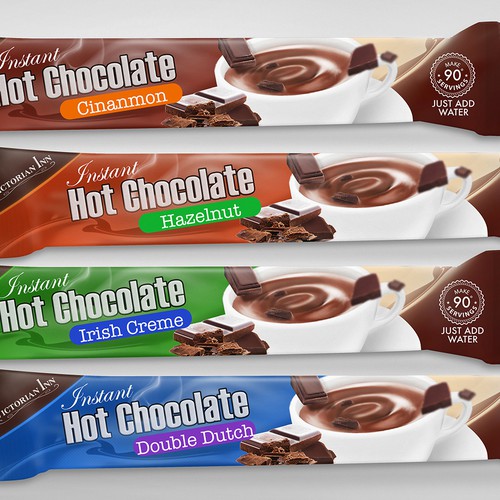 Packet design for single-serve hot chocolate mix! Design by Toanvo