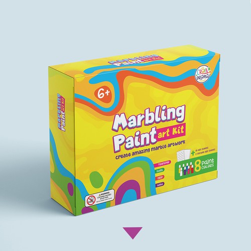 Design a colorful packaging for our new marbling paint art kit for kids Design by Noha.Akkad