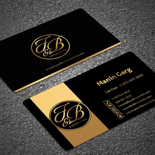 Black & Metallic Gold Business Cards Design by Seerat Razzaki