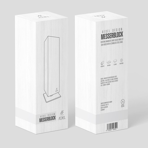 Design of an elegant product packaging for the first product of a new brand. Rotating knife block Design by Ahsan Mahmood