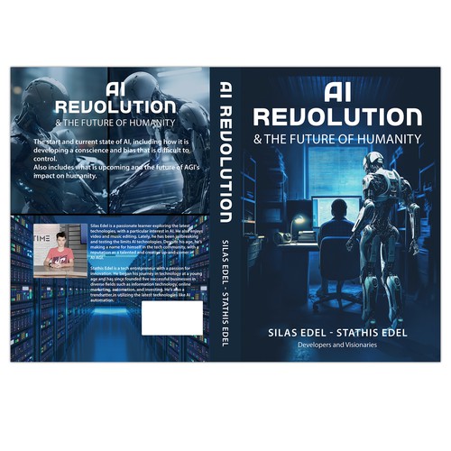 Futuristic AI Book Cover - AI vs Humans/Dark Design by flamenco72