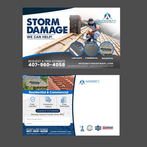 Design di Roofing Company Storm Damage Flyer di ektadevesh