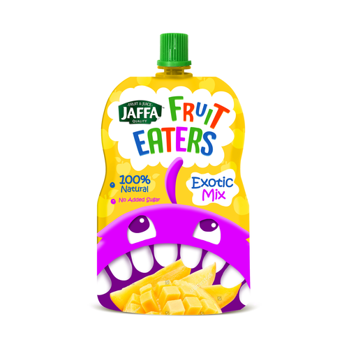 Design a monster package of kids fruit pouches