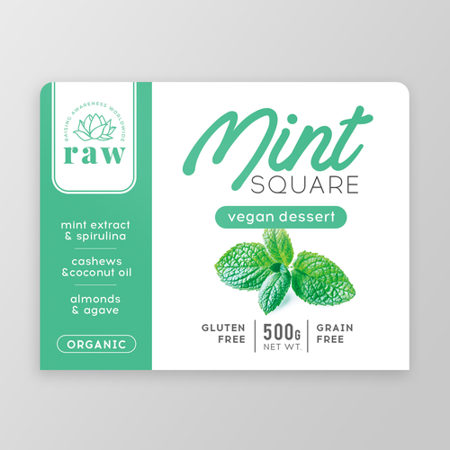 Vegan dessert product label Design by O!shine-design