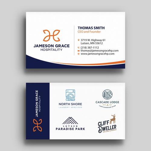 Create a modern and clean business card for a parent company with 4 subsidiaries Design by Rskylight