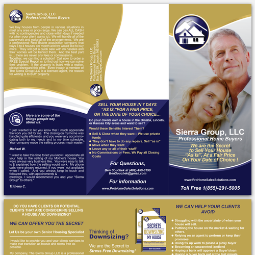 Create benefits driven brochure targeting senior retirement community manager for real estate buyer Design by Albion Designs