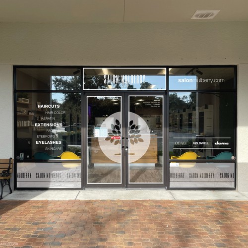 Salon Mulberry - High End Salon - Storefront Glass Signage Design by TheDreamCity