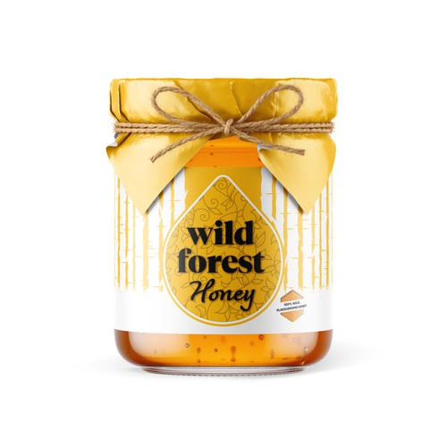 The Bees Need You! Wild Forest Honey Label Design. Design by premiers