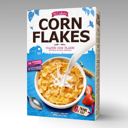 Create a new refreshing and modern Corn Flakes box design Design by tomdesign.org