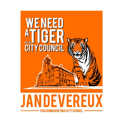 Elect a Tiger to Cambridge (MA) City Council/ Send a tiger to city hall Design por betterfly