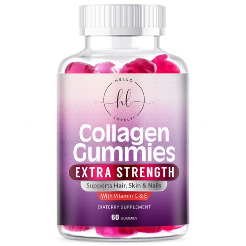 Hello Lovely needs a Collagen Gummies product label Design by agooshe