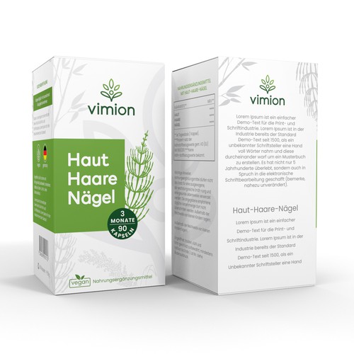 Packaging design for a German brand of high-quality food supplements Design by Packagingholic