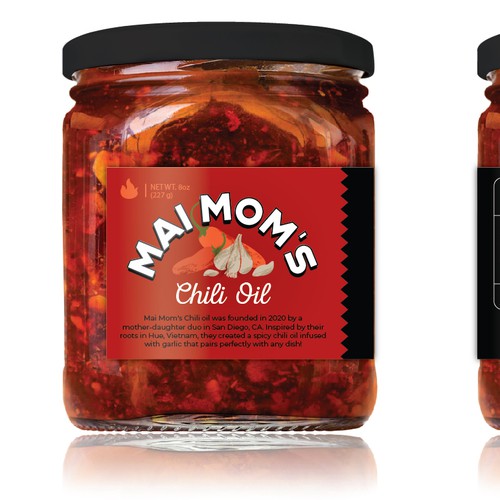 Eye catching packaging label for spicy chili oil jar Design by migoibonmat