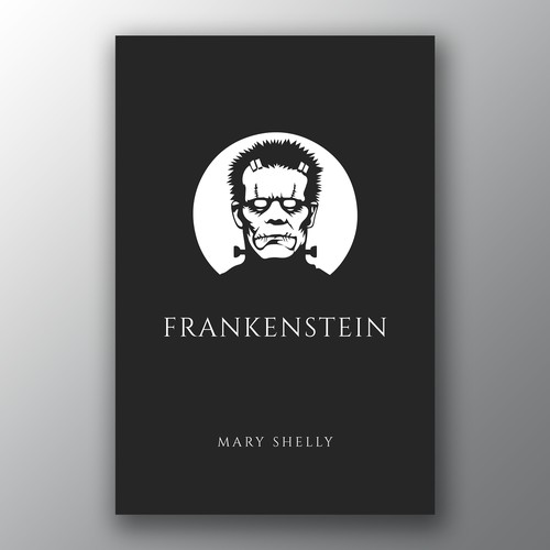 Design a book cover for an unique edition of Frankenstein, fully printed on black paper Design by Brandkore™