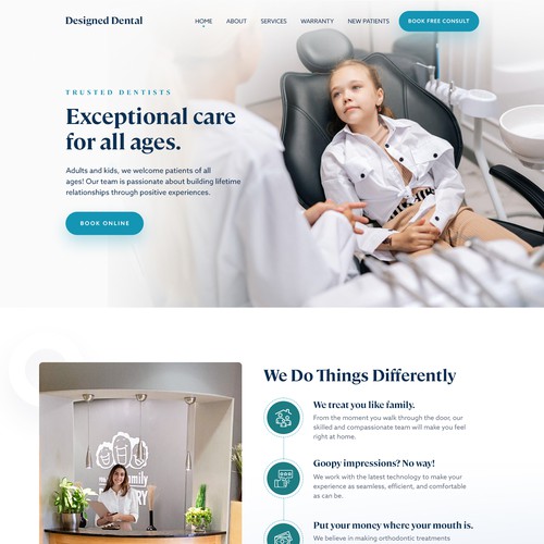 Home page for dental practice Design by monodeepsamanta