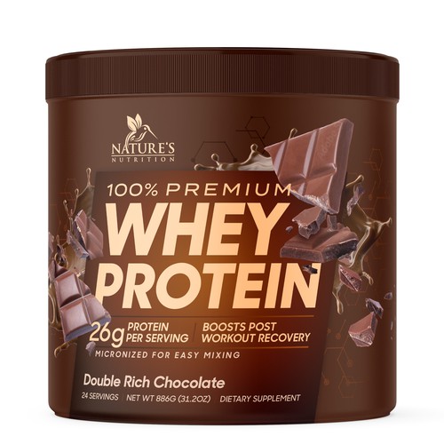 Tasty Whey Protein Chocolate Design Needed for Nature's Nutrition Design réalisé par Leoxgfx