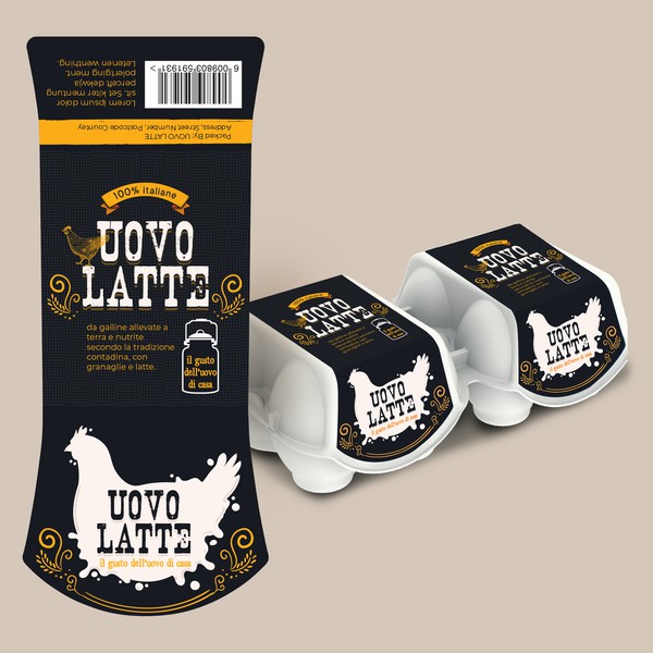 Design by Holiday26 titled "UOVO Latte Eggs Packaging"