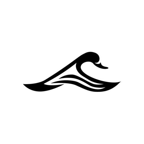 Coastal lifestyle brand featuring a mallard duck and wave, appeal to outdoor enthusiasts and surfers Design by Raz4rt