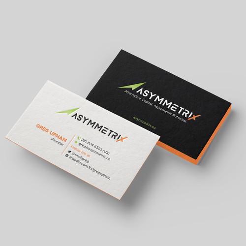 Design a cool, edgey but sophisticated business card for an alternative investment firm. Design von Taaiebah