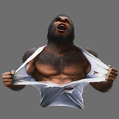 Werewolf design for a bodybuilding brand. Design by Cyntrix