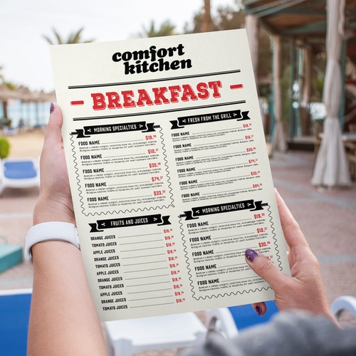 Design a cool new menu for a breakfast & lunch spot in Upstate NY Design by Along99