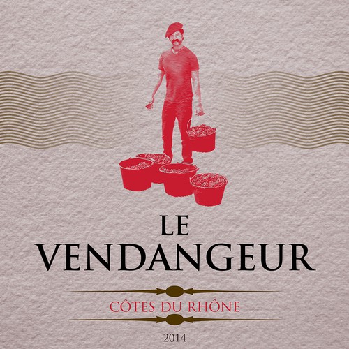 Create an original label for a startup boutique Côtes du Rhône red wine