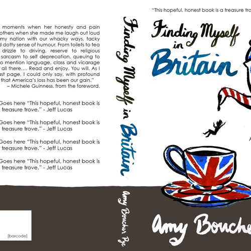 Create a book cover for a Christian book called Finding Myself in Britain: An American's Reflections Design by VivianIllustrates