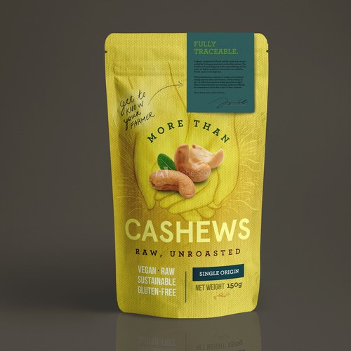 Create a beautiful stand up pouch for Sustainable, Single Origin Cashew Nuts Design by nadezdazda