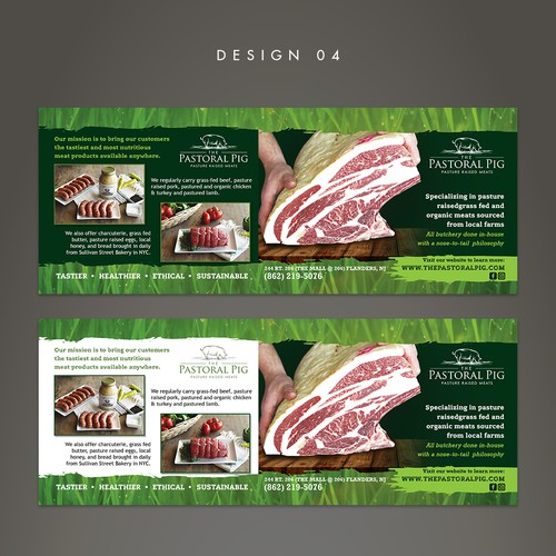 Design a postcard with a bold and clean look for a craft butcher! Design by RAFDdesign