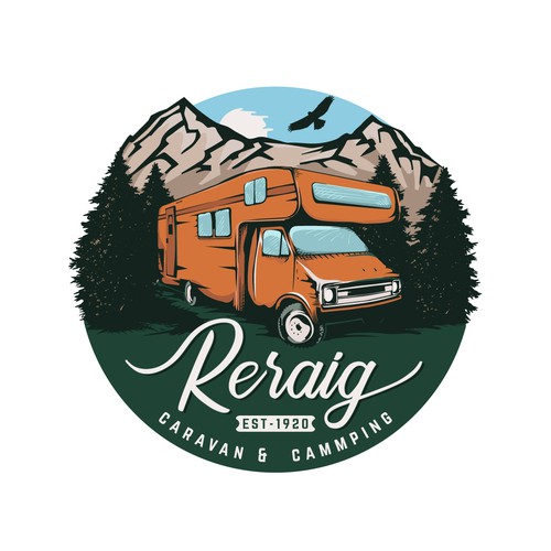 Retro RV camp logo for our new cool campsite! Design by Piccolo_Ney