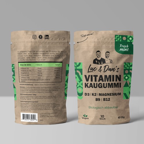 First creative packaging for a natural vitamin chewing gum Design by Noha.Akkad