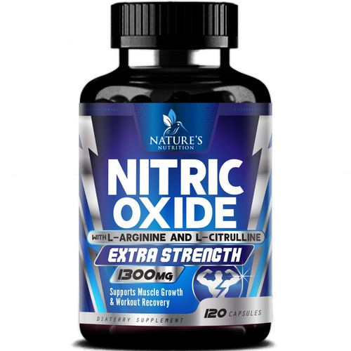 Nitric Oxide label design needed for Nature's Nutrition Diseño de agooshe