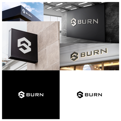 “Design a fierce, industrial-chic brand identity for a HIIT gym called BURN” Design by RowSheet