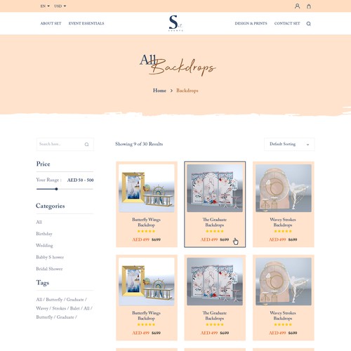 Develop an elegant website for a creative backdrops rental company Design by ⚡️unbox.style⚡️
